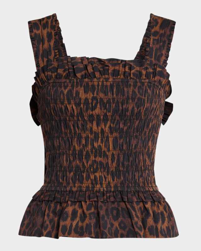 Tish Leopard-Print Shirred Cami